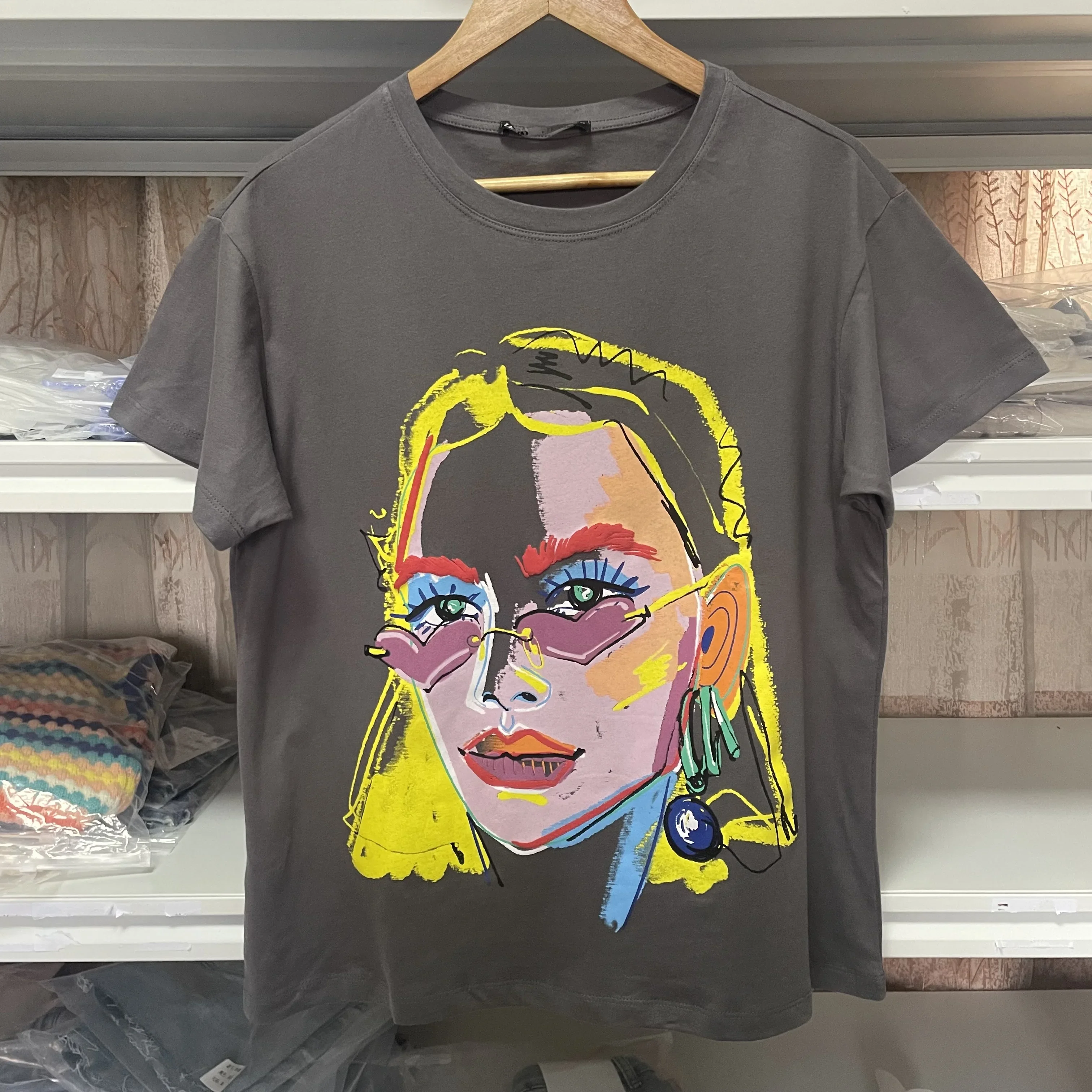 T-Shirts für Frauen, Y2k-Stickerei, O-Ausschnitt, Harajuku, Vintage, kurzärmelig, T-Shirt für Frauen, Stich-Tops, Bluse, 2023,