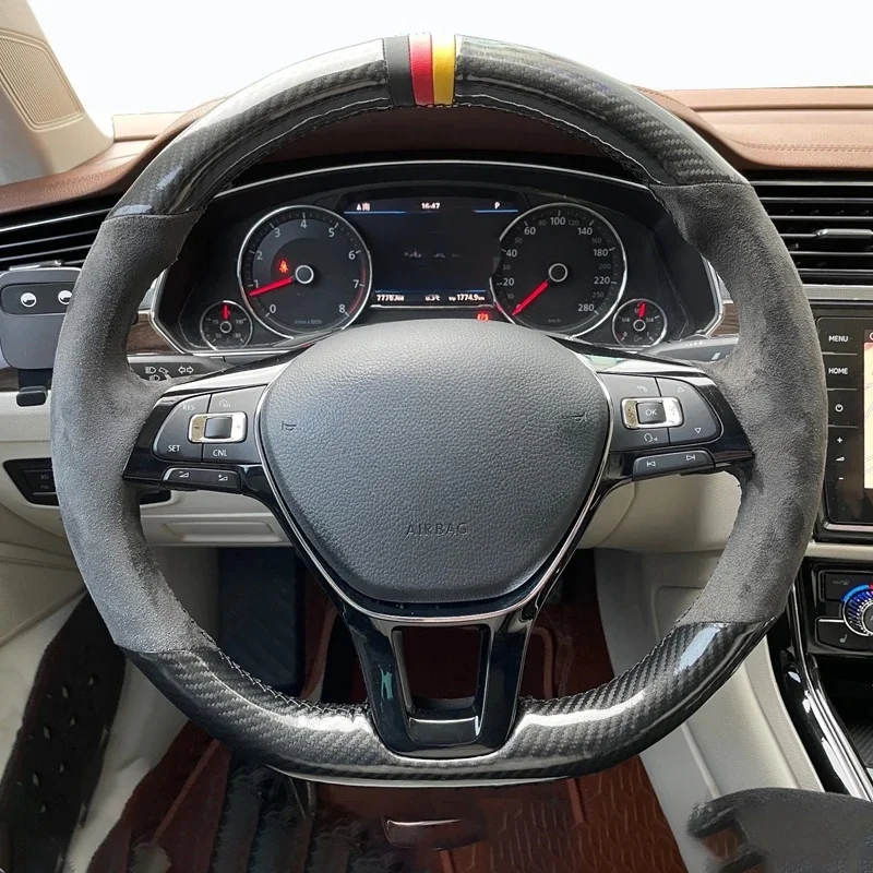 

Прошитая вручную черная замша из углеродного волокна для Volkswagen Golf 7 Mk7, новинка, Polo Passat B8