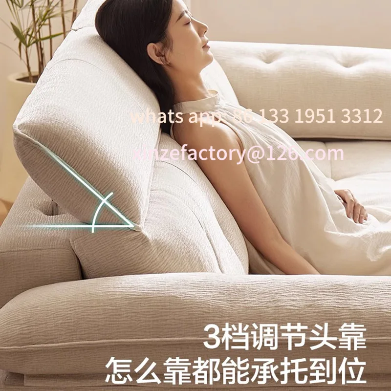 

Customizable cream antique small apartment living room cotton and linen sofa removable and washable chenille simple double fa