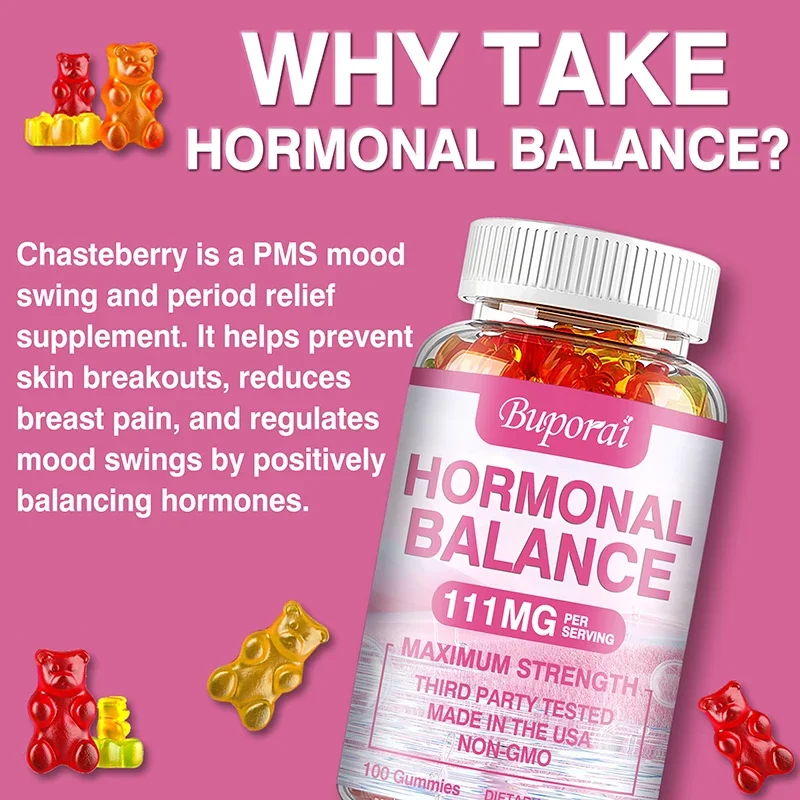 Hormone Balance for Women Gummies - Support Female Hormone Balance and Healthy Ovarian Function, Enhancing Mood and Energy