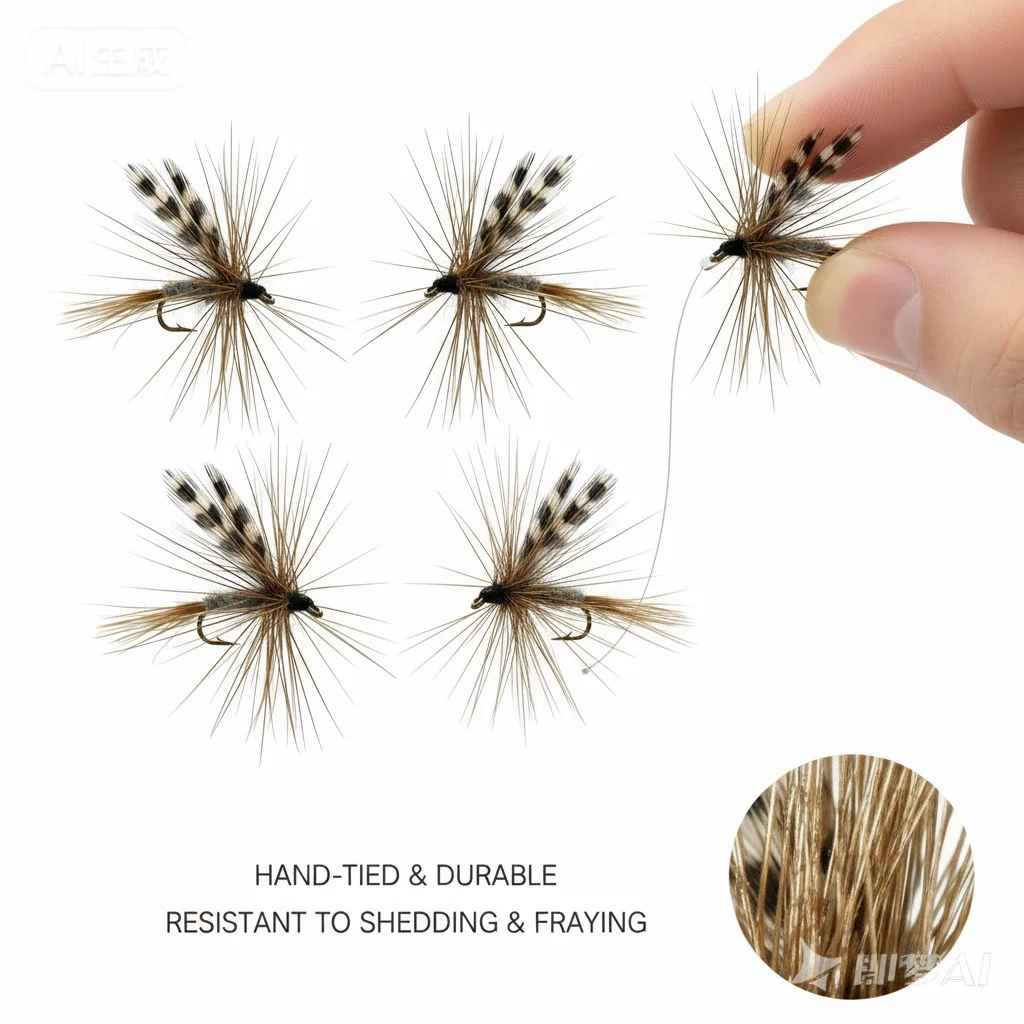 10 Stück Adams Dry Fly Fishing Flies, handgebundene, realistische Insektenimitationsköder mit Haken aus Kohlenstoffstahl, für Süßwasser geeignet. – Detail 4