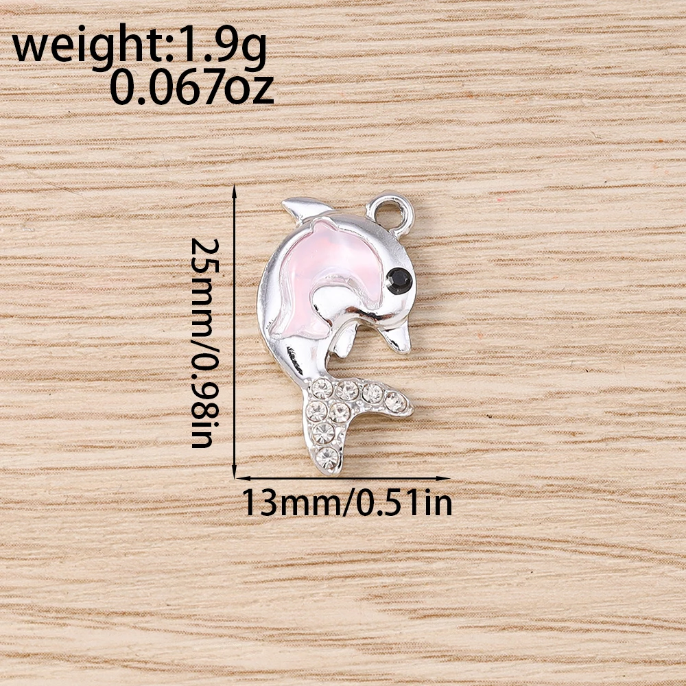 Tusember 10 Stück Ozean-Strand-Feinkristall-Delfin-Anhänger für Halsketten, Ohrringe, Armbänder, Anhänger, handgefertigte Schmuckherstellung, Bastelarbeiten – Detail 1
