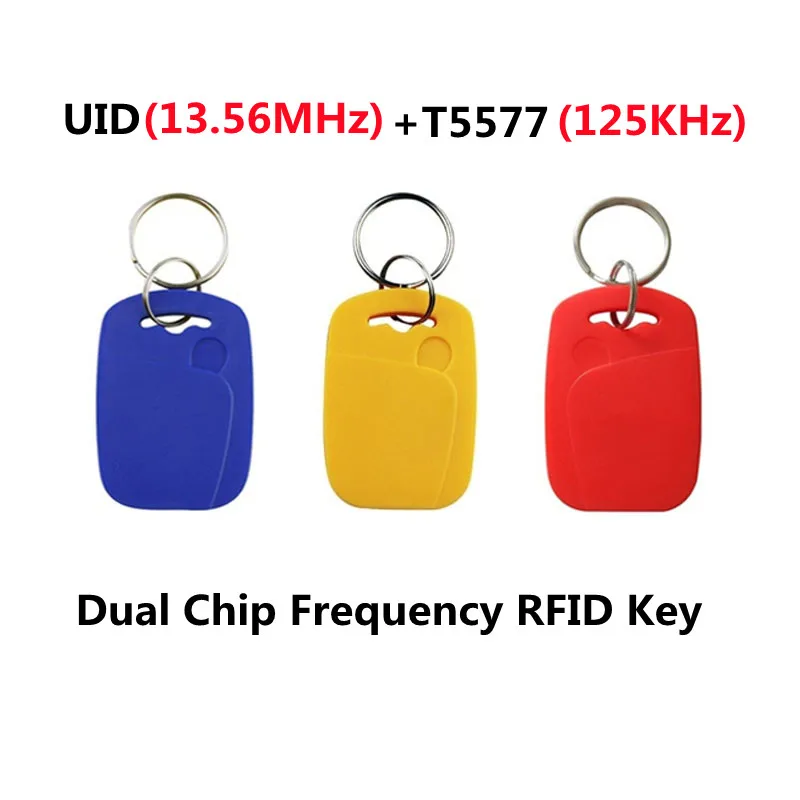 10pcs IC+ID UID Rewritable Composite Key Cards Keyfob Dual Chip Frequency RFID 125KHZ T5577 EM4305+13.56MHZ Changeable Writable