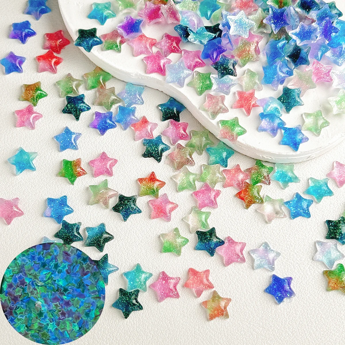 

Flash Stars Parts Nail Art Decoration Kawaii 3D Shiny Nightlight Stars Resin Manicure Charm Rhinestones Diy Nails Tips Figures