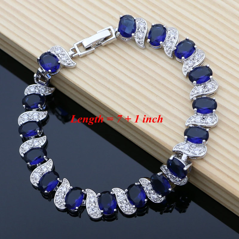 Blue Sapphire Jewelry Sets for Women, 925 Sterling Silver Jewelry Butterfly Brooch Earrings Necklace Ring Bracelet Set Gift
