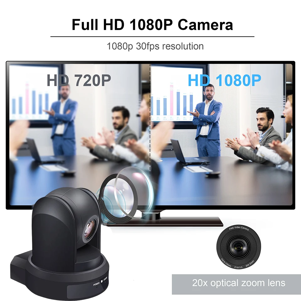 Fixing Focus 3 10X zoom USB PTZ Camera 1080P HD Video conference Live Streaming Camera for Broadcast Video Conferencing