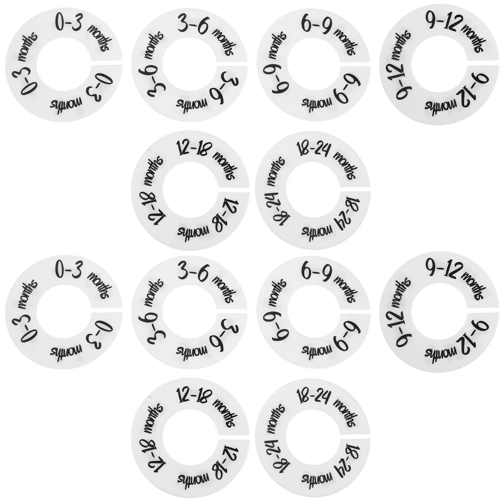 1Set Round Plastic Baby Clothing Size Dividers for Nursery Closet Organization Effortless Sorting High Visibility Labels Kids