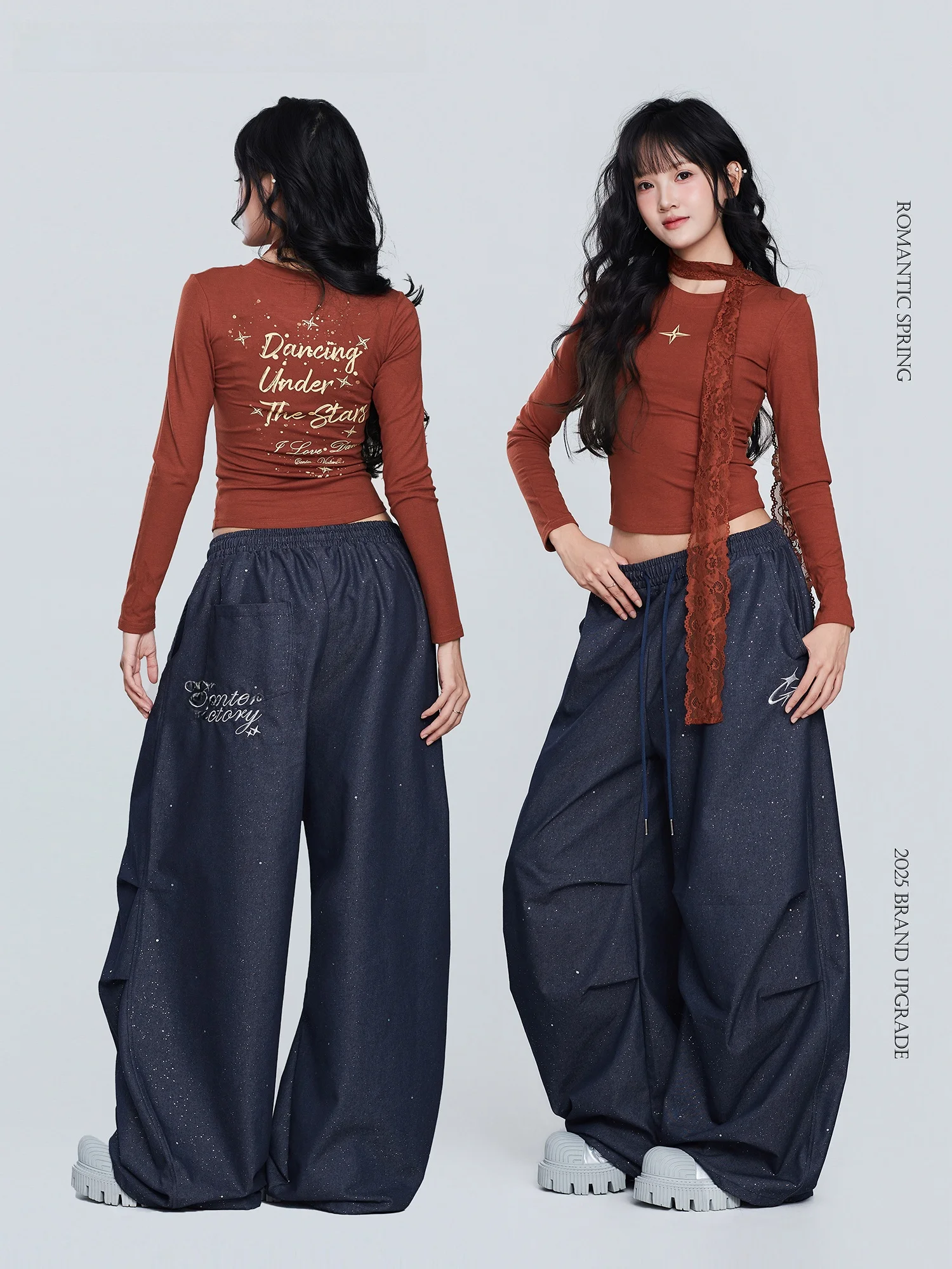 

Женская футболка для квадратных танцев, облегающая, с длинным рукавом, в стиле джаз, красно-коричневая, модная, дышащая, удобная, хлопковая