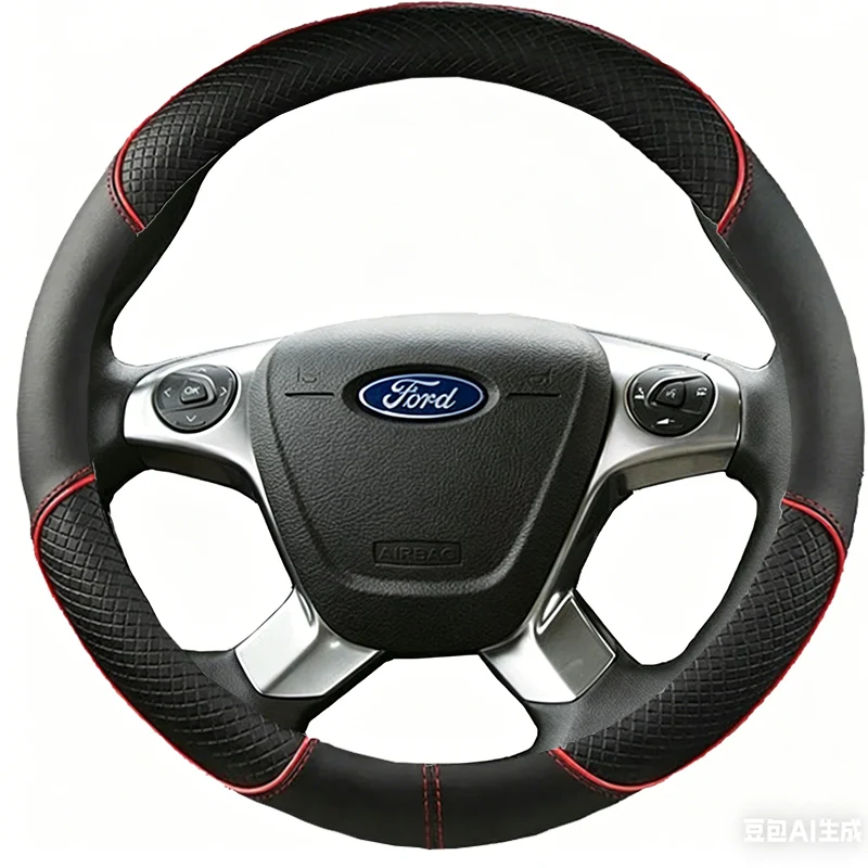 Image of Maßgeschneiderte Carbonfaser-Leder-Lenkradabdeckung für Ford Transit Connect Tourneo Custom Grand Tourneo Connect 2014-2020.
