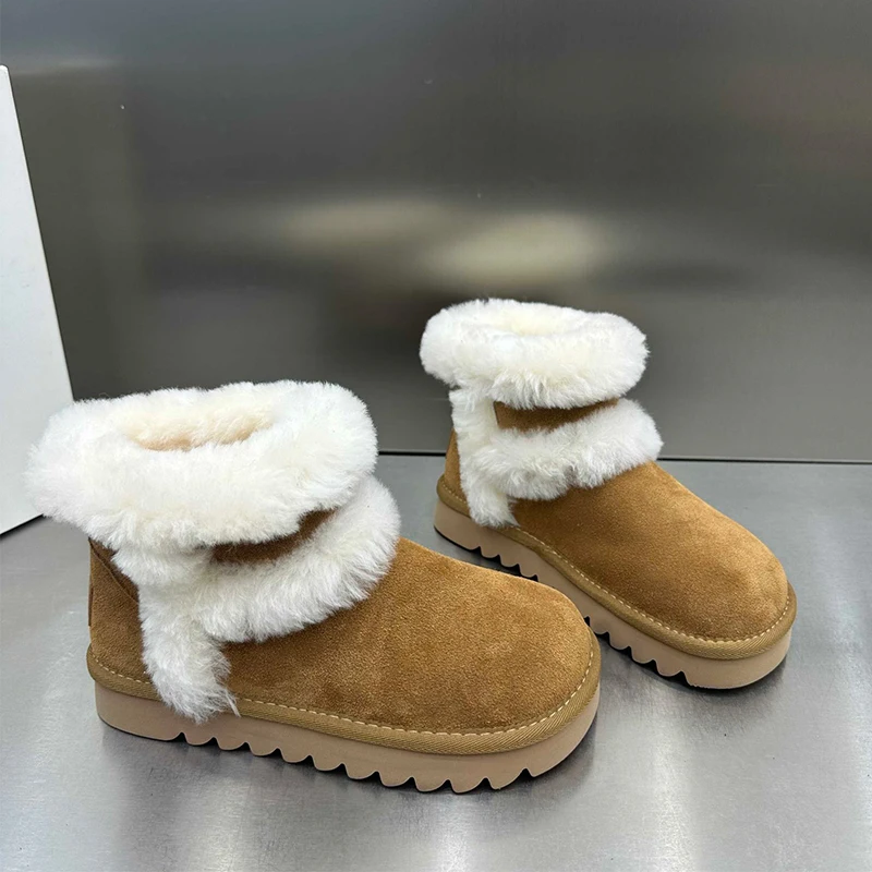 

Fur Women Ankle Snow Boots Flats Warm Cotton Shoes Winter Comfort Chelsea Boots 2025 Trend Sport Running Shooes Mujer De Botas