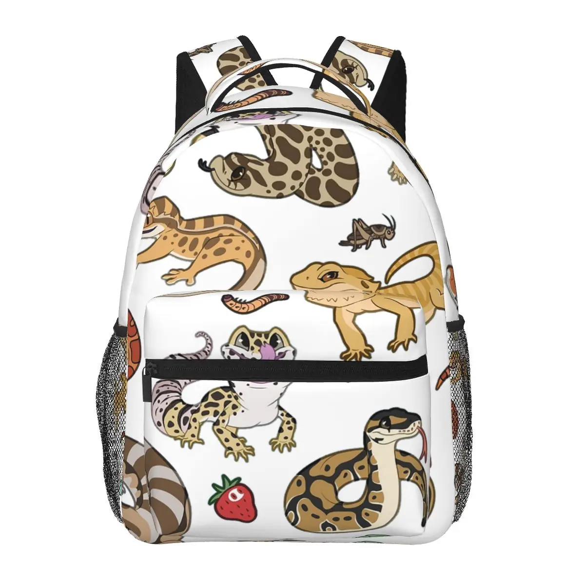 Reptile Pets Pattern - Blue Backpacks Boys Girls Bookbag Students School Bags Travel Rucksack Shoulder Bag Large Capacity