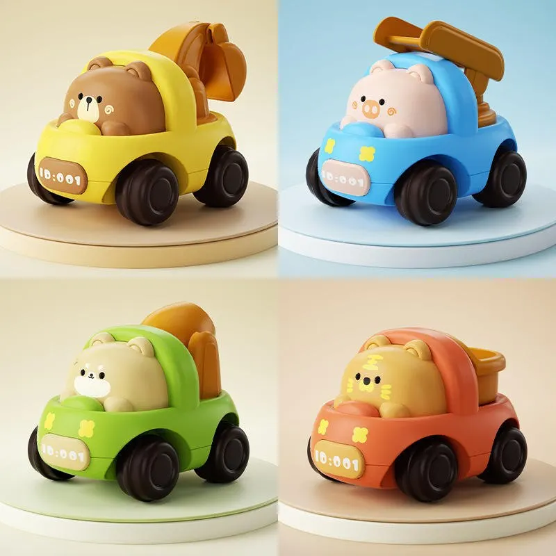 4 Pcs Inertia Cartoon Animal Engineering Vehicle alta qualità ribaltabile Boy Interactive Sliding Car