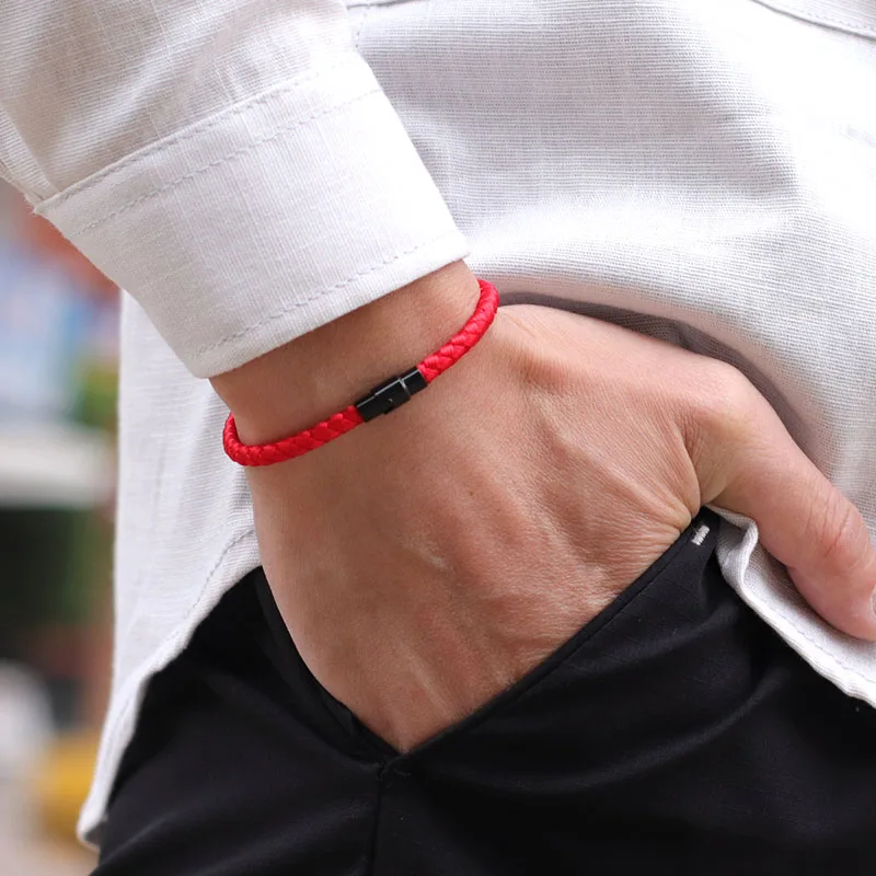 Simple Style Luck Red Keel Rope Bracelet Men Women 9 Colors Magnet Buckle Outdoor Cool Biker Charm Braslet Friendship Braclet