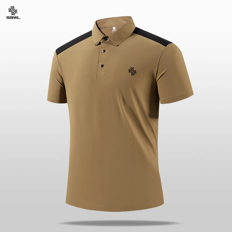 SBWL High Quality Zipper Polo Shirt Male Fashion Turn-Down Collar Short Sleeve Business Men Sports Style Quick Drying T-Shirt