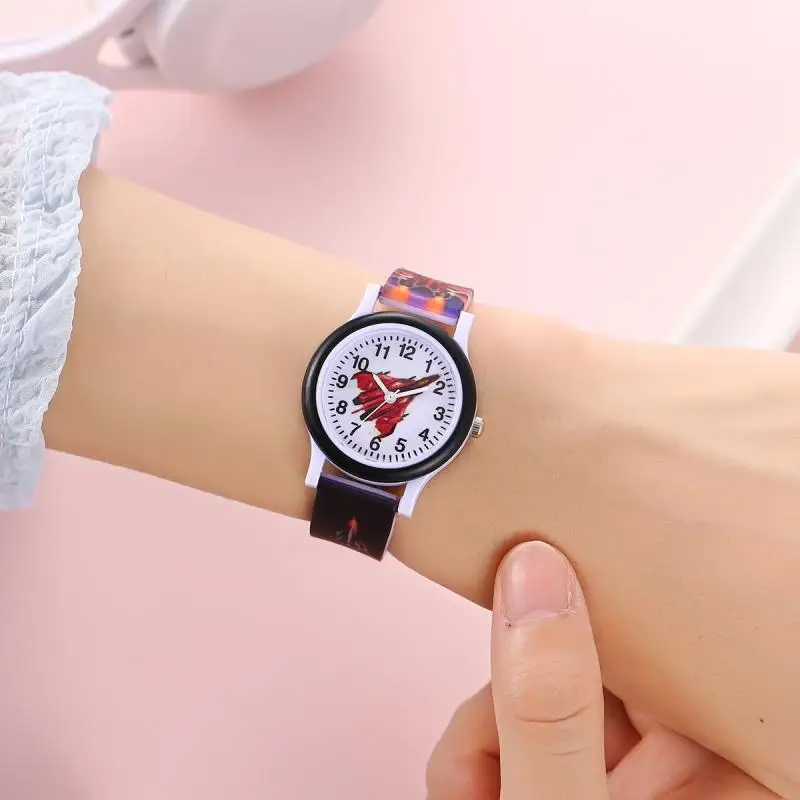New Tide Student Youth Circle Shell Cartoon Color Printing Airplane Fighter Children's Watch