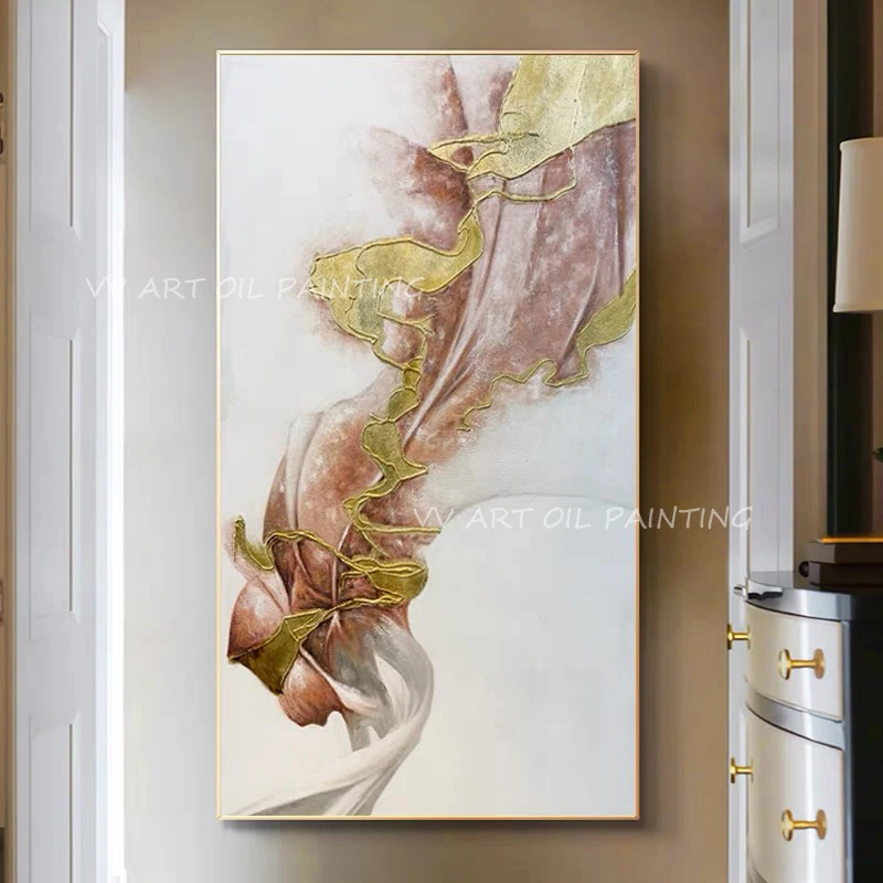 

High Quality Gold Foil Landscape Art 100% Handpainted Handmade Thick Oil Paintings on Canvas Wall Art Picture Decor
