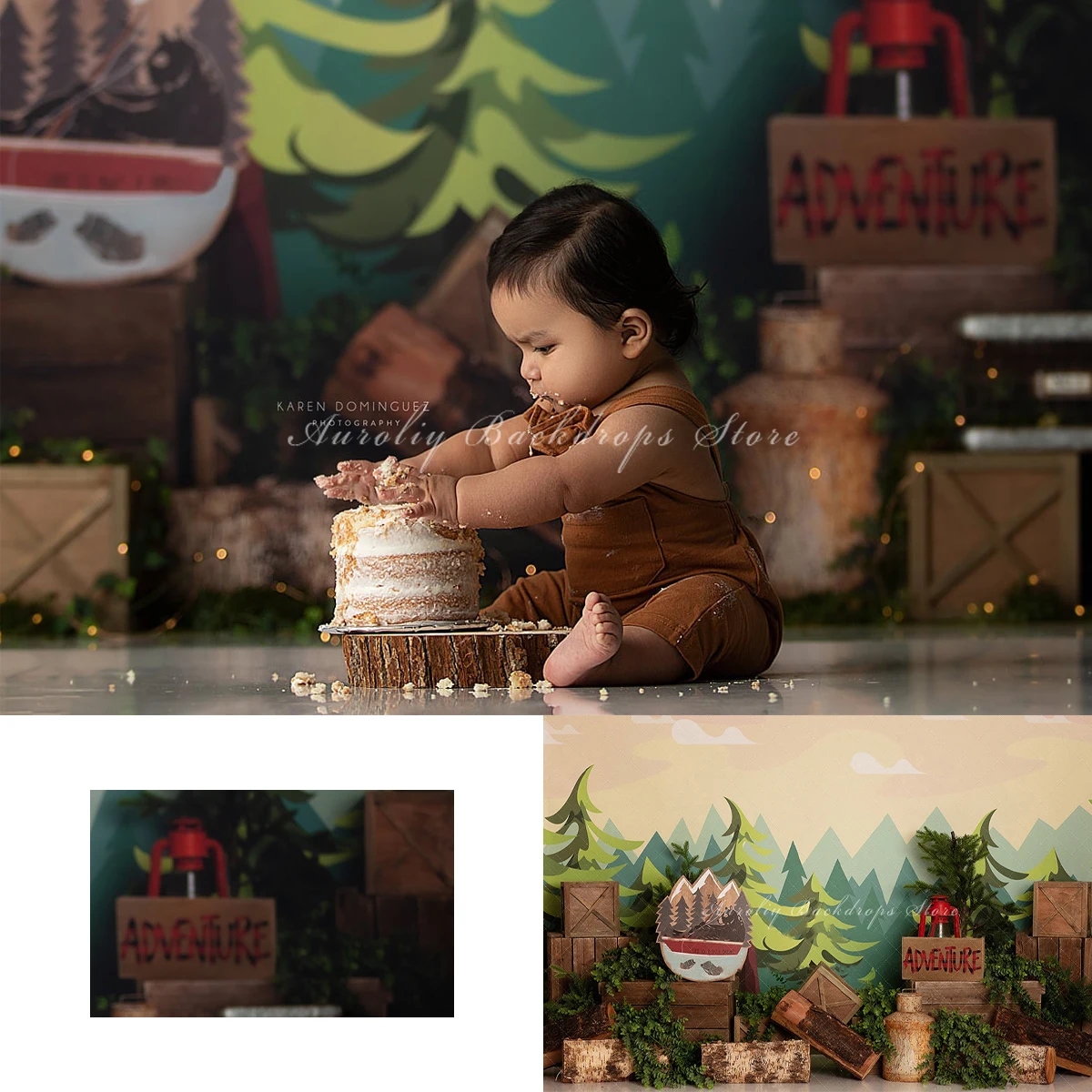 

Mountain Jungle Backgrounds Cake Smash Kids Adult Photography Props Child Baby Decors Forest Small Animals Photo Backdrops