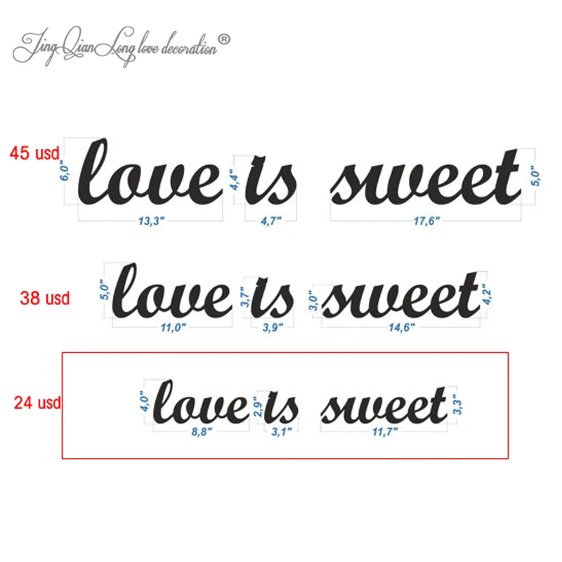 Love IS SWEET Wooden Letters for Wedding Decoration, Wedding Sign, Free Shipping image 5