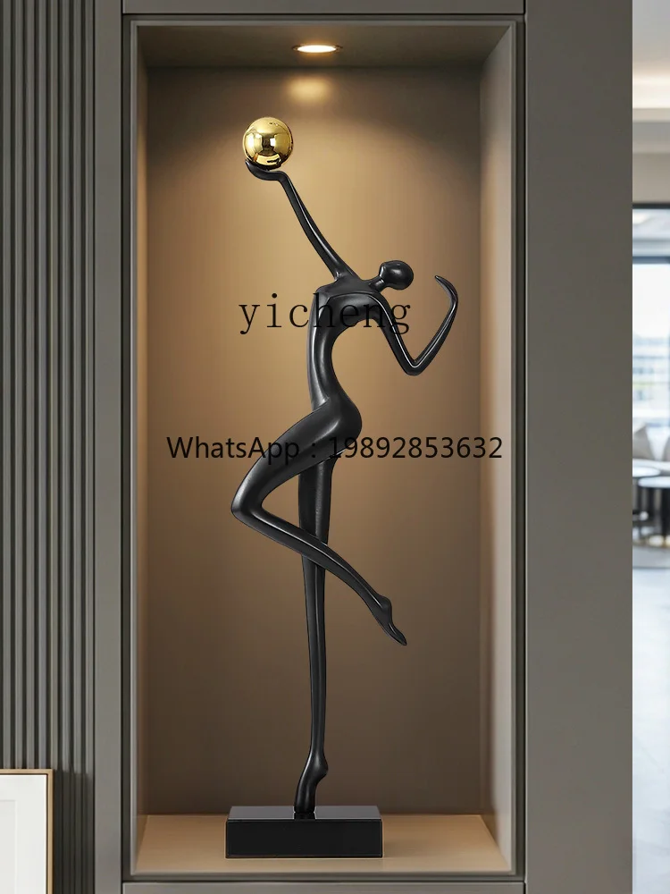 EE  art figure sculpture vertical high ornament light luxury slender high sense handicraft