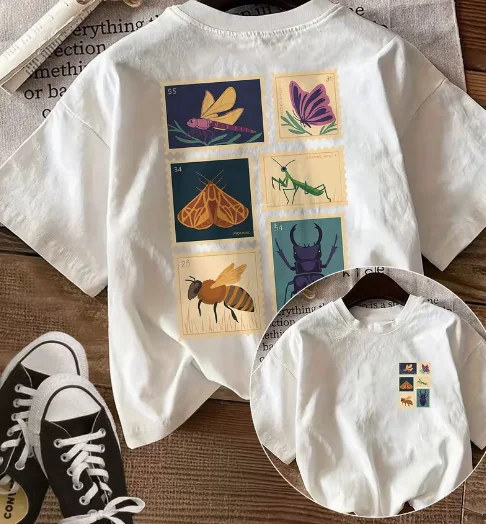 Summer Casual Women's Top Watercolor Style Three Color Violet Lavender Print Round Neck Short Sleeved T-shirts