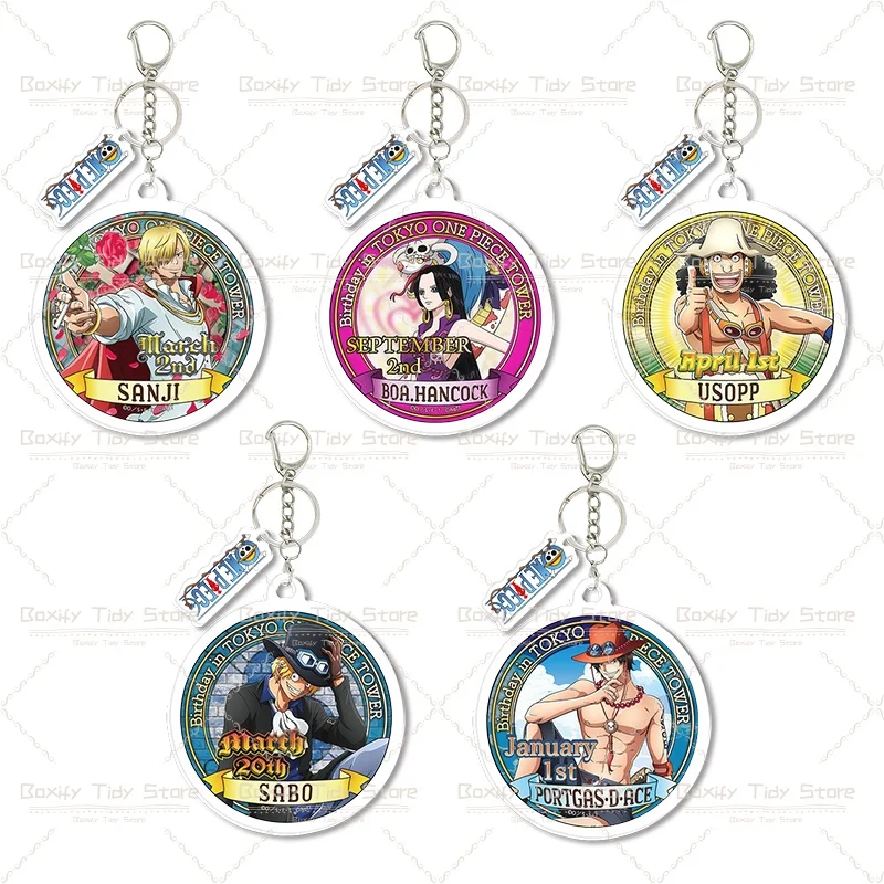 One Piece Character Round Badge Keychain Sanji / Hancock / Usopp / Sabo / Ace Acrylic Pendant Accessory Anime Fans Gift