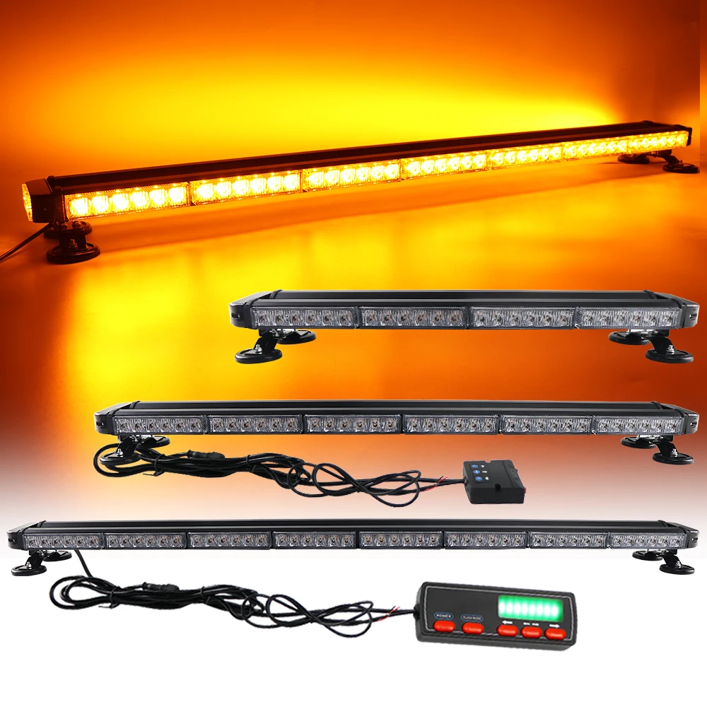 

14" 38" 50" 55" LED Strobe Lightbar Emergency Warning Traffic Advisor Flashing Amber Beacon Four Side Signal Car Vehicle Truck