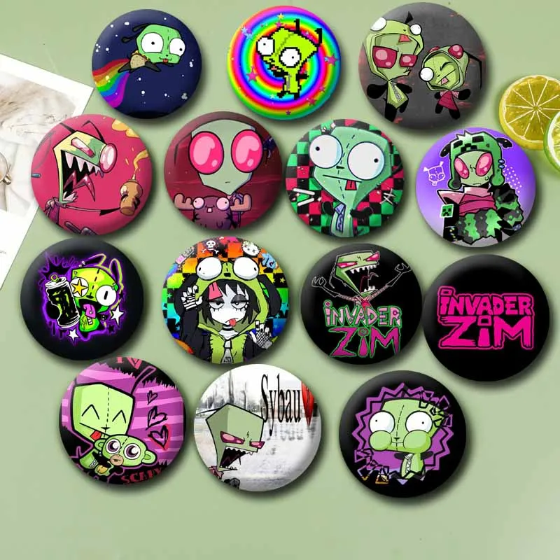 Invader Zim Gir jeu Badge broches pour sac à dos vêtements accessoires drôle personnage de dessin animé marchandise broches bijoux de noël cadeau