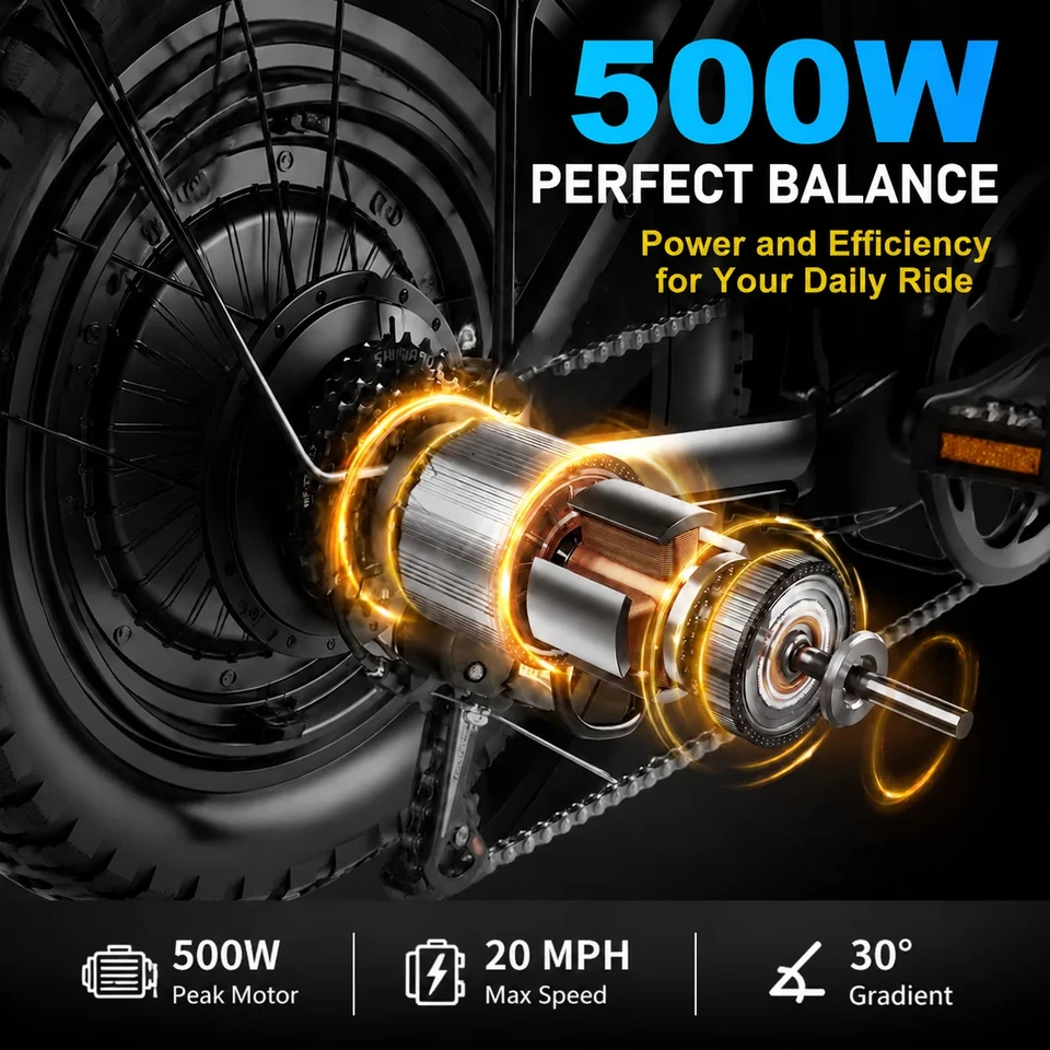 Foldable Electric Bike for Adults 14 Inch 500W Motor 48V 15Ah Battery 60KM Max Range Dual Disc Brake City Commuting E-Bike with Front Basket image 5