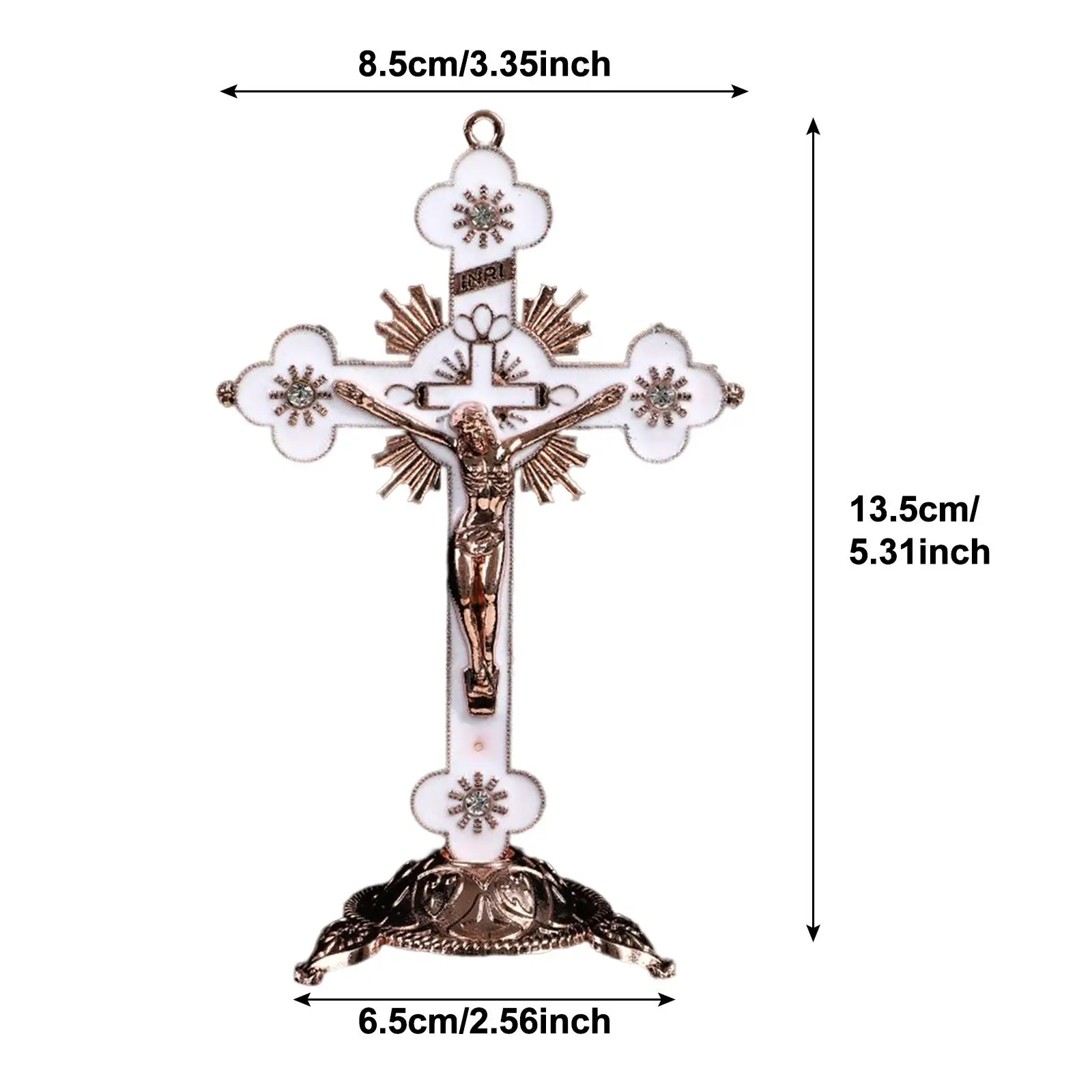 Faith Belief Carved Standing Crucifix Alloy Home Decoration Luxury Sculpture for Church or Easter Display