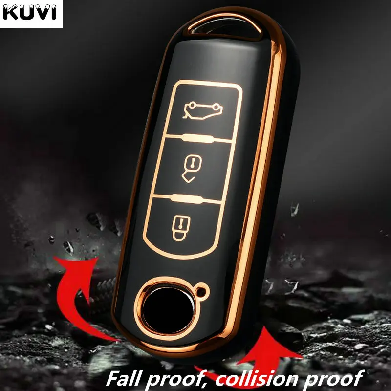 غطاء حافظة مفاتيح سيارة عن بعد من البولي يلبو ، غلاف بدون مفتاح ، الموضة لمازدا 3 5 6 BL BM GJ Atenza Axela Demio CX3 im CX5 CX7