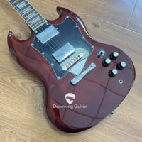 Electric Guitar SG Brown Black Fretboard Fixed Bridge Chrome Part 2H Pickups free shipping