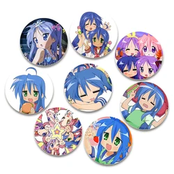 32/44/58mm Anime Lucky Star Pins Cute Cartoon Badge Handmade Tinplate Brooches Breastpin for Backpack Clothes Gift Accessory