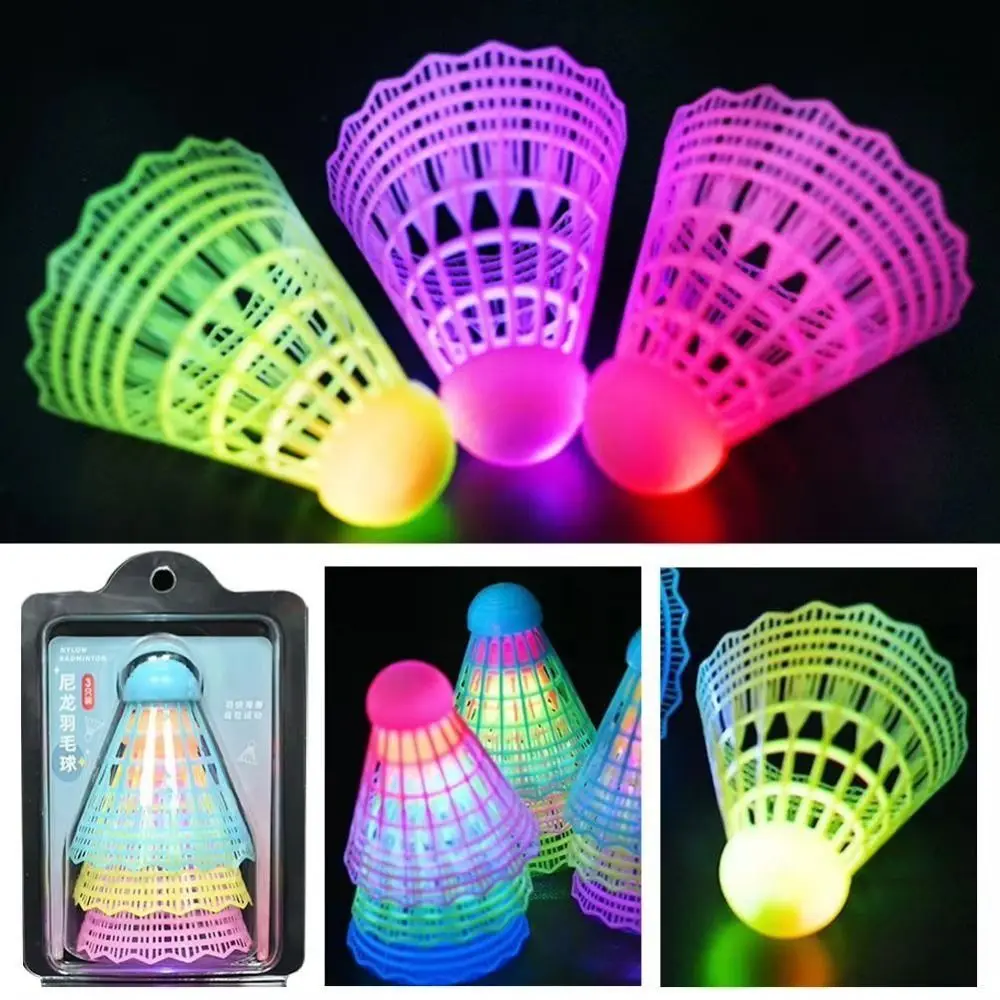 

Light-up LED Badminton Glowing Lighting Balls Luminous Badminton Balls Colorful Nylon Lighting Shuttlecocks Outdoor Game