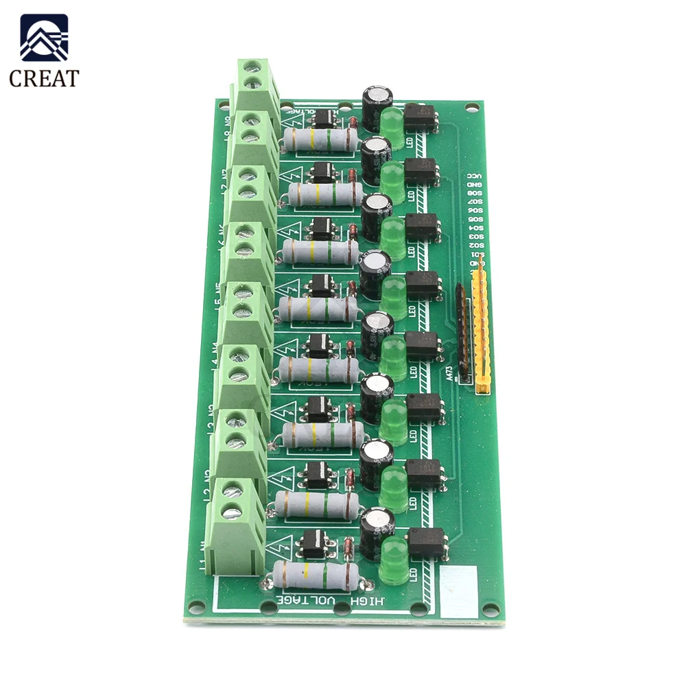 AC 220V 8 Channel MCU TTL Level 8 Ch Optocoupler Isolation Test Board Isolated Detection Tester PLC Processors Module