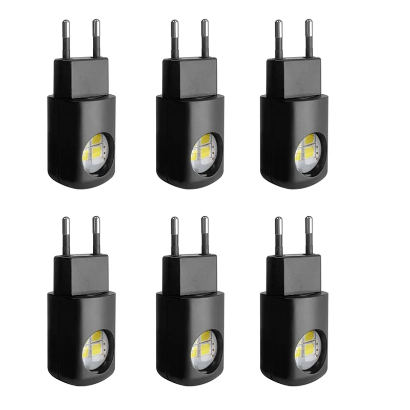 ABZC-6 팩 LED 야간 조명 플러그인 벽면 콘센트 조명 황혼에서 새벽까지 야간 조명, 주변 조명, 침실 복도용 야간 조명