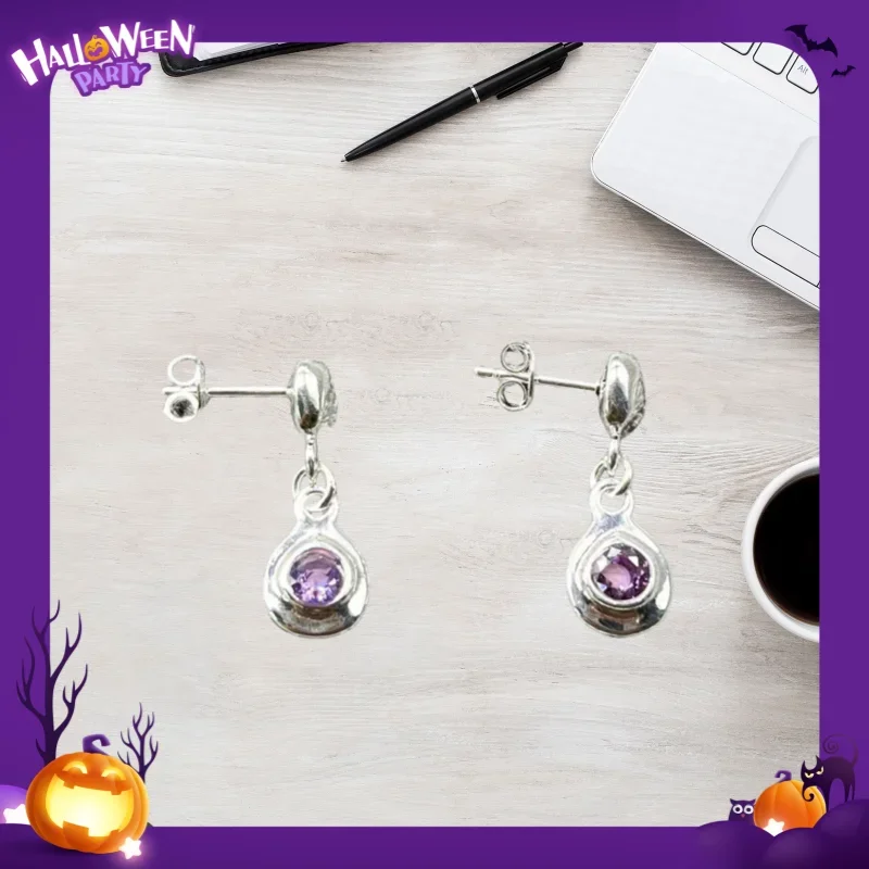 Fashionable Spanish Beautiful Fragrant Style Amethyst Earrings for Women Jewelry Accessories for Girlfriend Holiday Gift