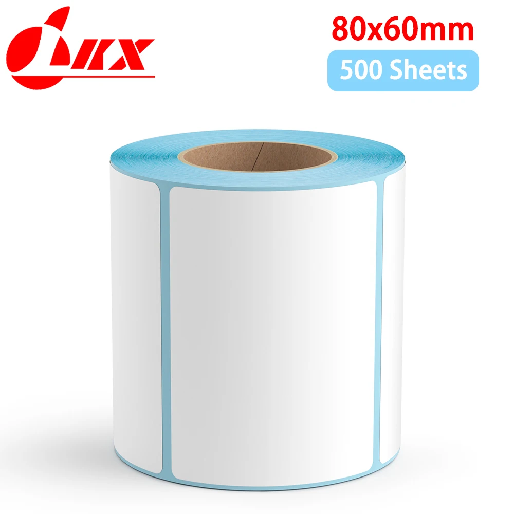 LKX 80X60mm500 sheets self-adhesive thermal label sticker waterproof blank label direct printing office printing supplies paper