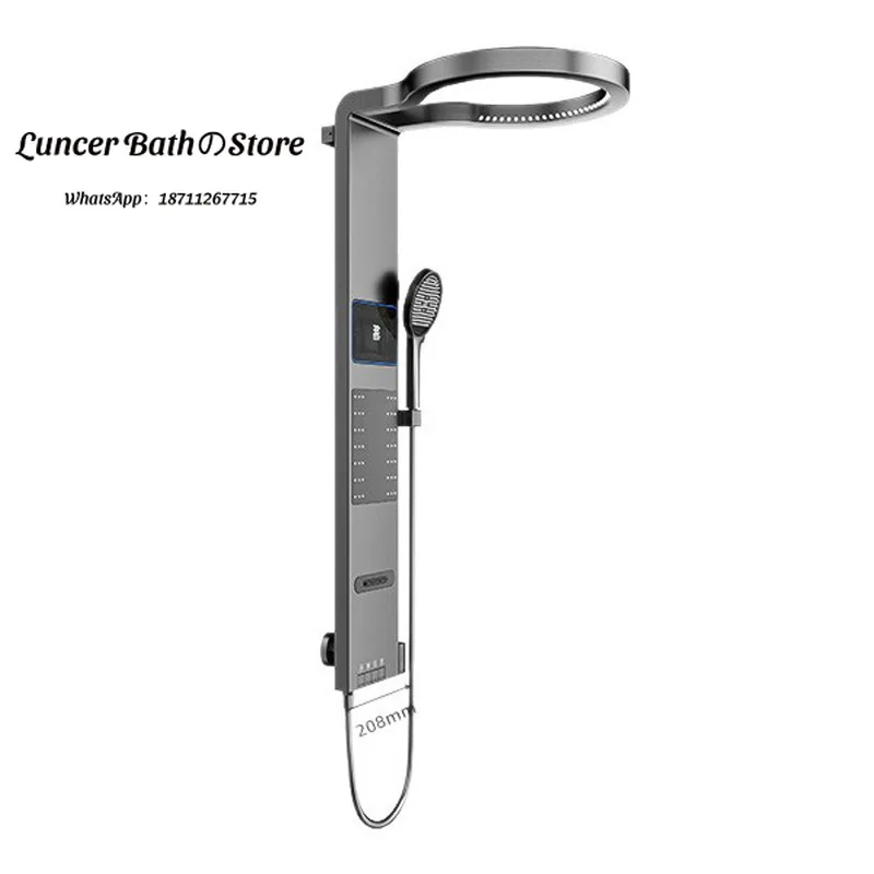 Gun gray shower full set, bathroom shower set, back massage shower screen constant temperature