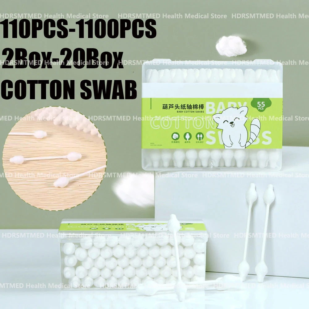 

Multifunctional Gourd Tip Cotton Swabs Double Head Sanitary Cotton Sticks for Ear Cleaning Navel Care Newborns Cotton Buds