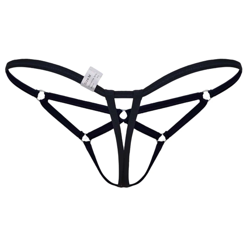 Men Sexy Hollow Out Thongs Thin Rope Lingerie Erotic Underwear Novel G-strings Open Crotch Briefs Underwear G-String Briefs