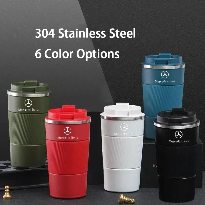 510ml Stainless Steel Coffee Thermos Mug Thermal Cup For Mercedes Benz W164 W205 W204 W211 W212 GLE Non-slip Travel Car Bottle