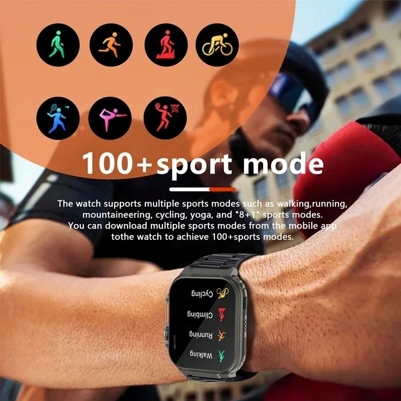 Nowy Smartwatch Męski do Sportów Outdoorowych z Ekranem HD AMOLED, Funkcją Rozmów i Monitorowaniem Zdrowia