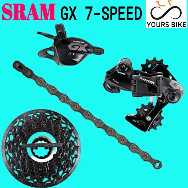 SRAM GX 7v MTB Bike kit DH Downhill Kit 7-speed GX Gear Shifter Rear Derailleur Flywheel 11-25 chain PC1110 foldable bicycle