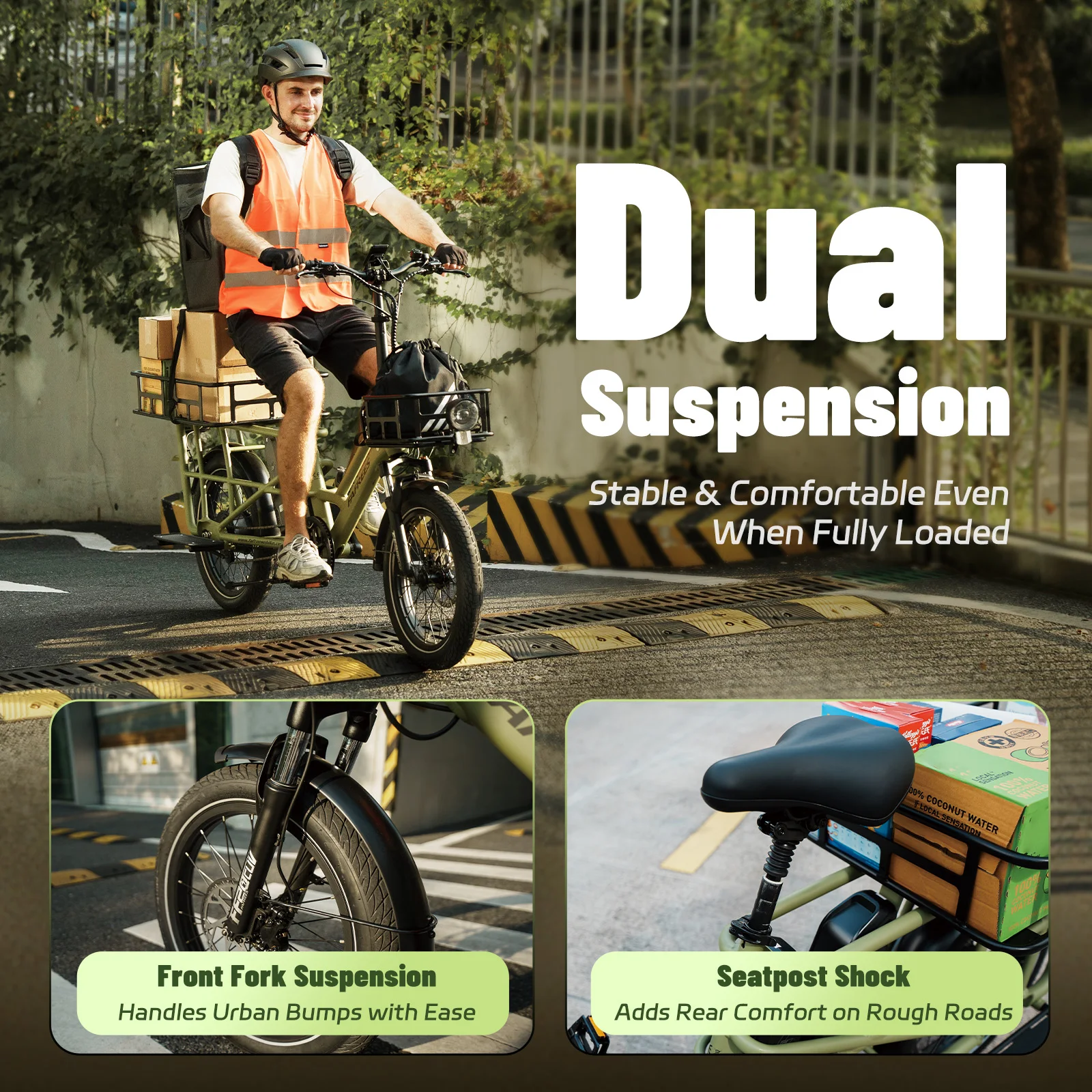 Fafrees FF20 CUV Elektrofahrrad für Erwachsene, 20 x 3,0 Zoll Lasten E-Bike mit zwei 48V 12Ah/15Ah Abnehmbarem Akkus, 25 km/h und Reichweite bis 100-120km – Detail 6
