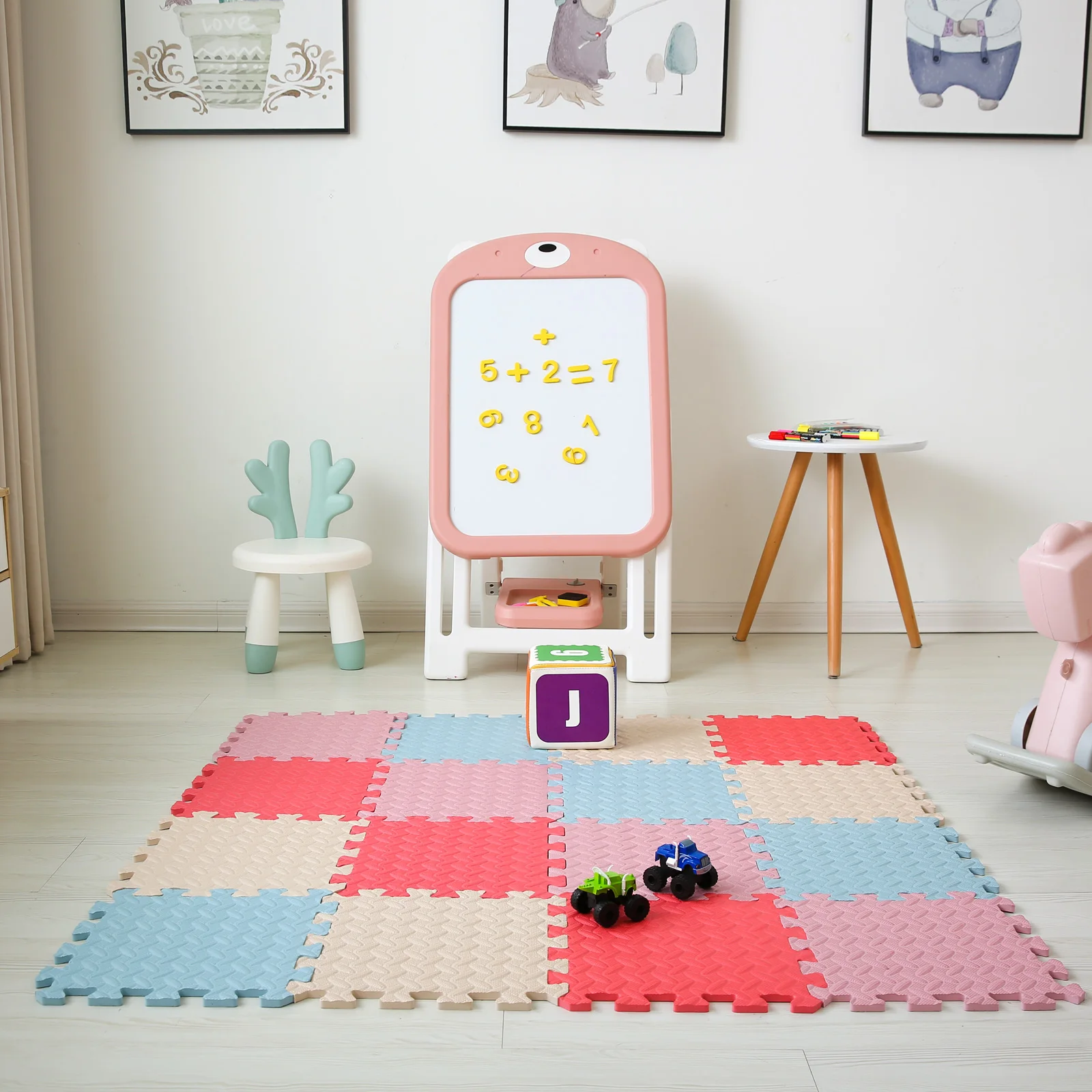 30*30cm 16Pcs EVA Interlocking Foam Puzzle Play Mats Mixed Patchwork Floor Mat with PVC Bag for Birthday, Christmas Gifts