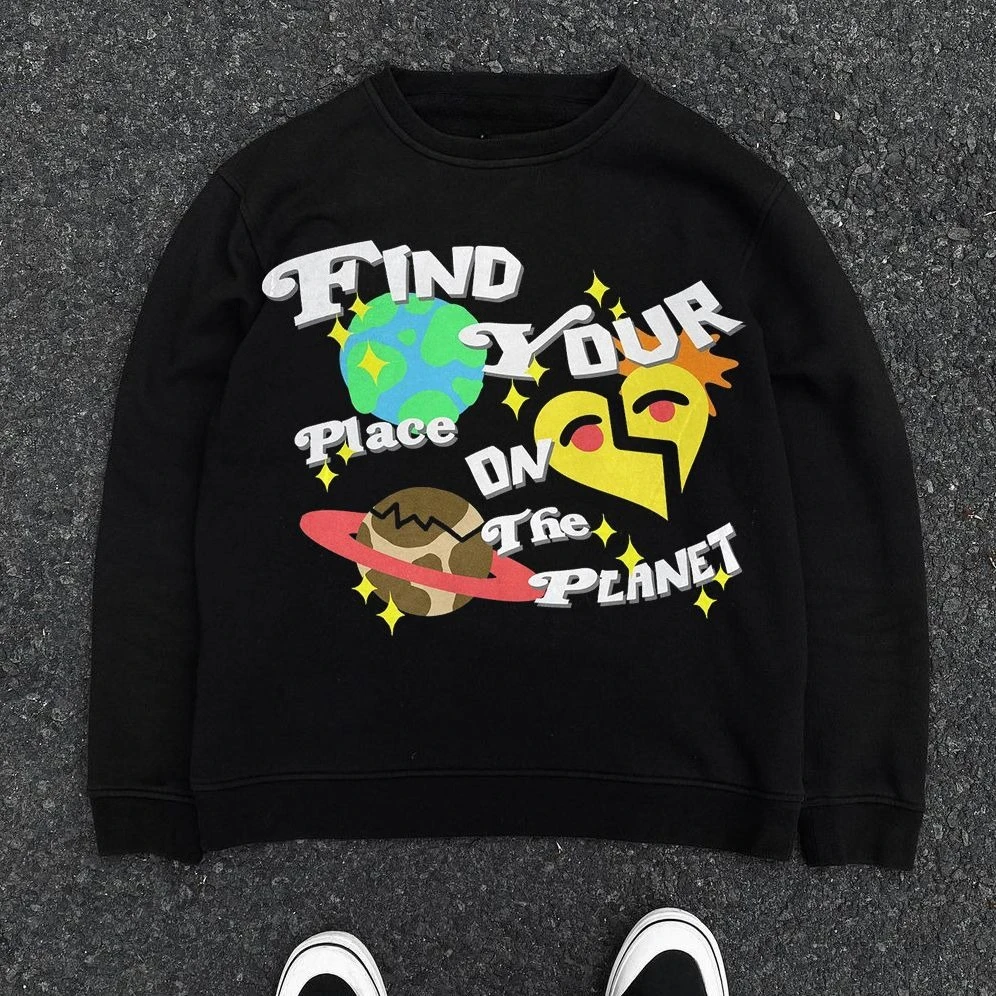 

FIND YOUR PLACE ON THE PLANET West Coast Oldschool Crew Neck Sweater Men's and Women's Casual Loose Long-sleeved Sweatshirt