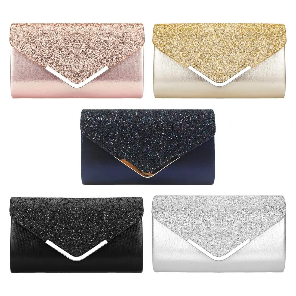 Women Clutch Bag Sequin Decor With Detachable Chain Purse Magnetic Buckle Vintage Wallet Weddings Parties Prom Shoulder Bag