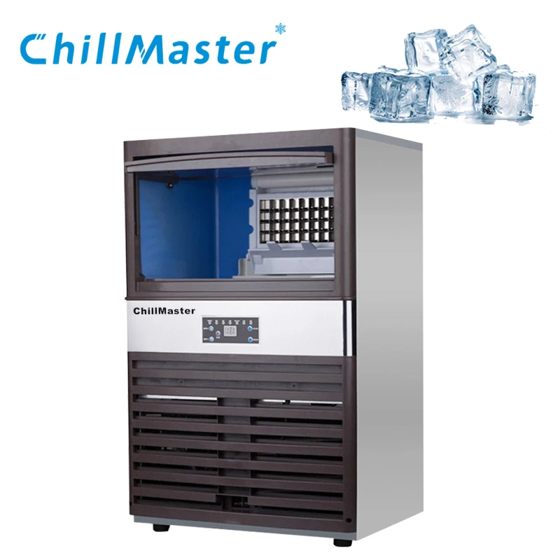 ChillMaster CM-100 Commercial Ice Maker Intelligent Automatic Water Inlet Large Milk Tea Shop Bar Square Making Machine 70 Grids