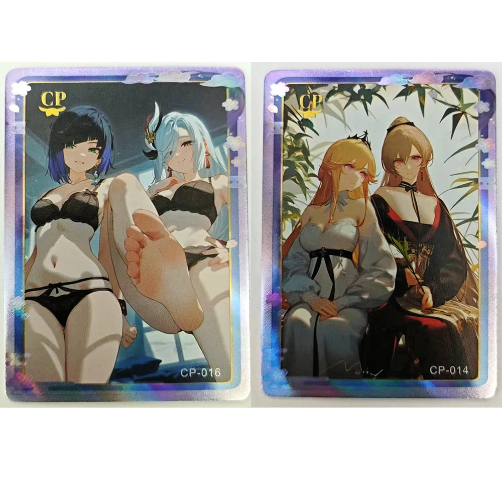 Anime Goddess Story CP Keqing Raiden Shogun Fischl Barbara Layla Sexy Collectible Card Christmas Birthday Gift Board Game