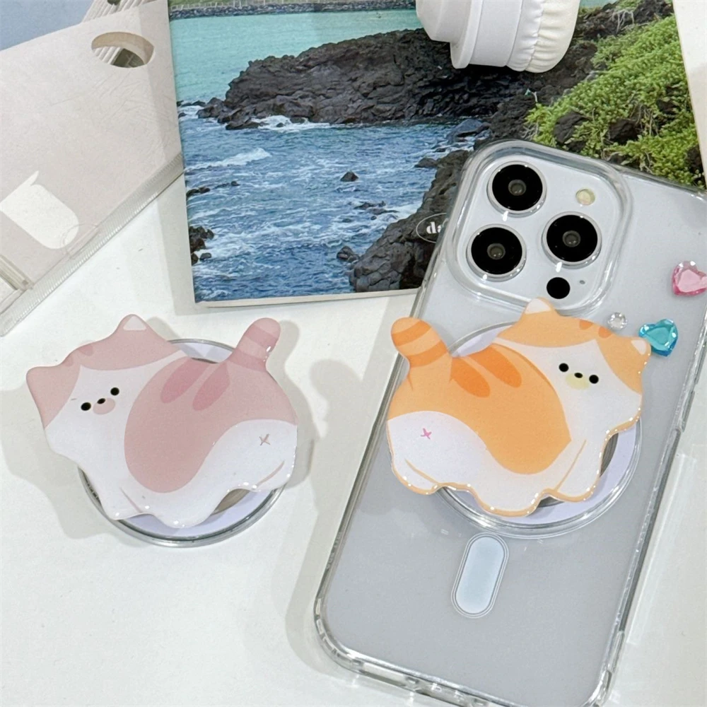 Koreaanse Schattige Kat Cartoon Magnetische Houder Griptok Grip Tok Telefoon Stand Houder Ondersteuning Voor Iphone Voor Pad Magsafe Smart Tok